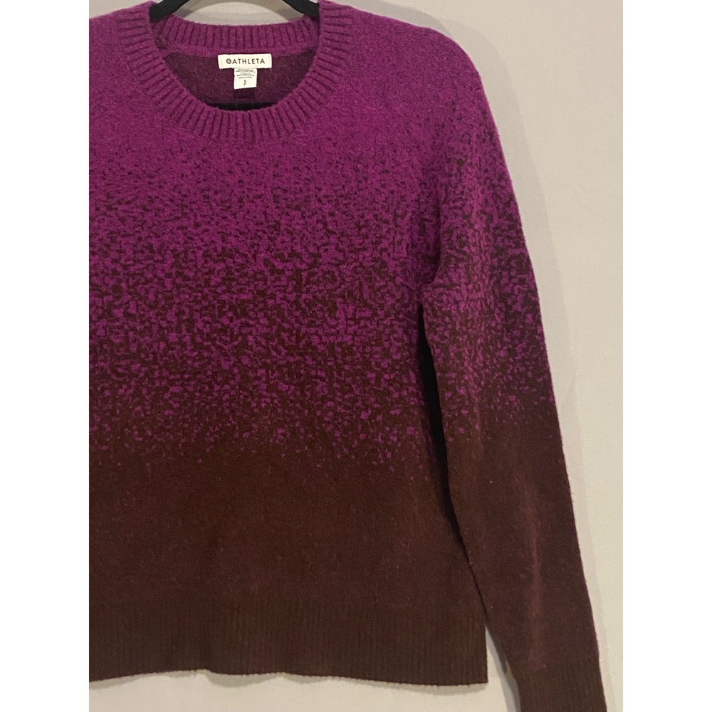 ATHLETA WOMENS SIZE S PETITE HAWTHORN TEXTURED CREW SWEATER OMBRE WARM PURPLE